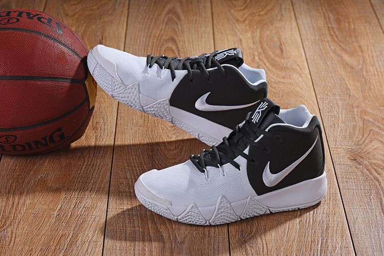 2018 Men Nike Kyrie Irving 4 White Black Silver Basketball Shoes
